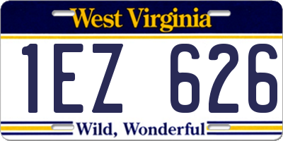 WV license plate 1EZ626