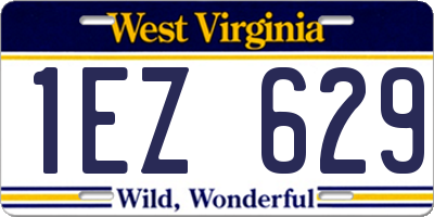 WV license plate 1EZ629