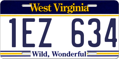 WV license plate 1EZ634