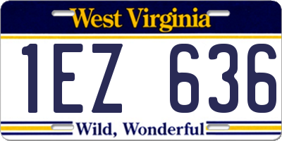WV license plate 1EZ636