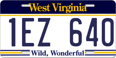 WV license plate 1EZ640