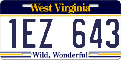 WV license plate 1EZ643