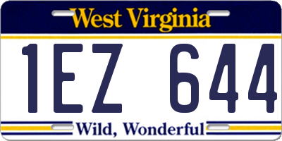 WV license plate 1EZ644