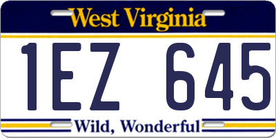 WV license plate 1EZ645