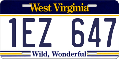 WV license plate 1EZ647