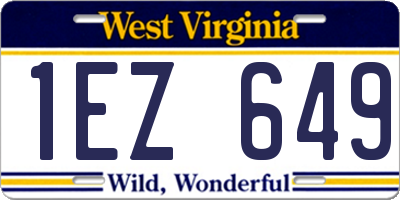 WV license plate 1EZ649