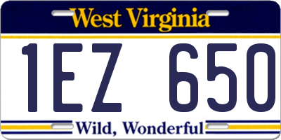 WV license plate 1EZ650