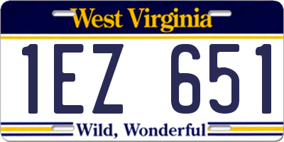 WV license plate 1EZ651