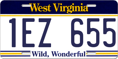 WV license plate 1EZ655