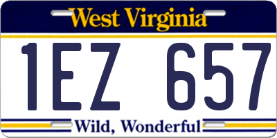 WV license plate 1EZ657