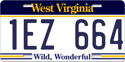 WV license plate 1EZ664