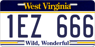 WV license plate 1EZ666