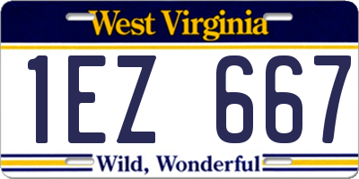 WV license plate 1EZ667