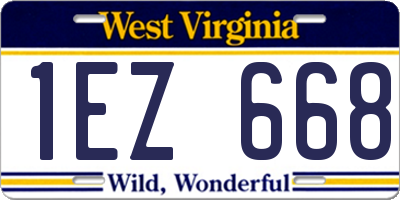 WV license plate 1EZ668
