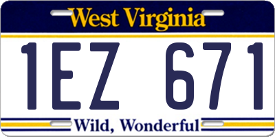 WV license plate 1EZ671