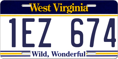 WV license plate 1EZ674