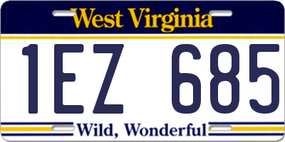 WV license plate 1EZ685