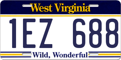 WV license plate 1EZ688