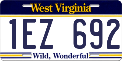 WV license plate 1EZ692