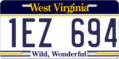 WV license plate 1EZ694
