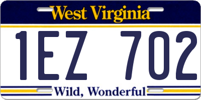 WV license plate 1EZ702