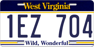 WV license plate 1EZ704