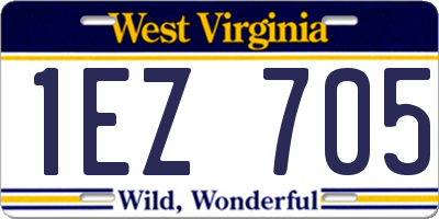 WV license plate 1EZ705