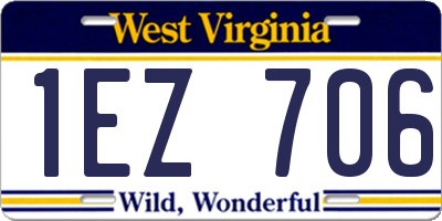 WV license plate 1EZ706