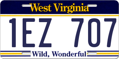 WV license plate 1EZ707