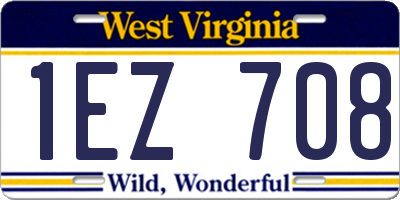 WV license plate 1EZ708