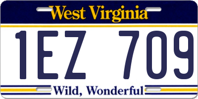 WV license plate 1EZ709