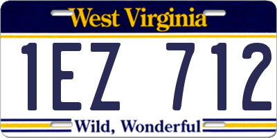 WV license plate 1EZ712
