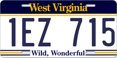 WV license plate 1EZ715