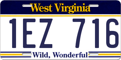 WV license plate 1EZ716