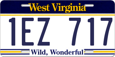 WV license plate 1EZ717