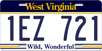 WV license plate 1EZ721