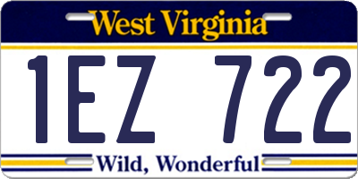 WV license plate 1EZ722