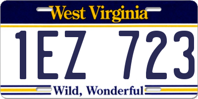 WV license plate 1EZ723