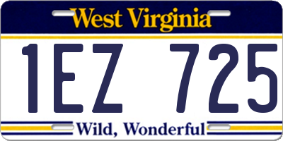 WV license plate 1EZ725