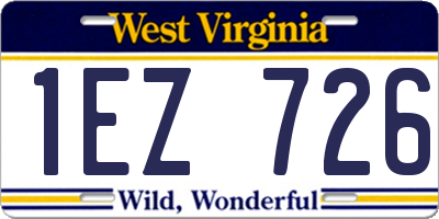 WV license plate 1EZ726