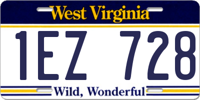 WV license plate 1EZ728