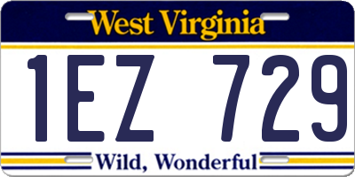 WV license plate 1EZ729