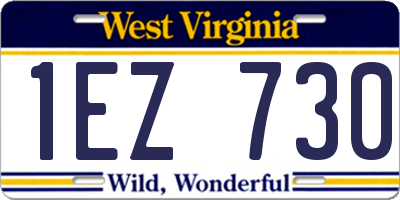 WV license plate 1EZ730