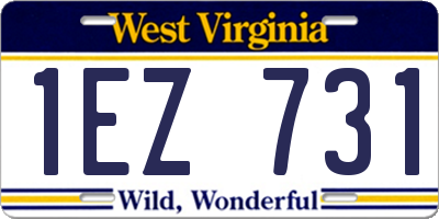 WV license plate 1EZ731