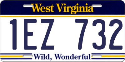 WV license plate 1EZ732