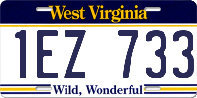 WV license plate 1EZ733