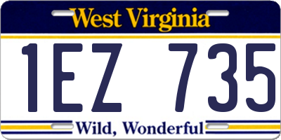 WV license plate 1EZ735