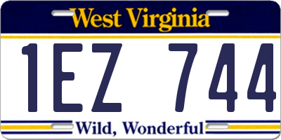 WV license plate 1EZ744
