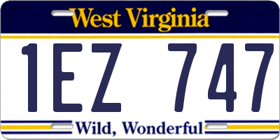 WV license plate 1EZ747