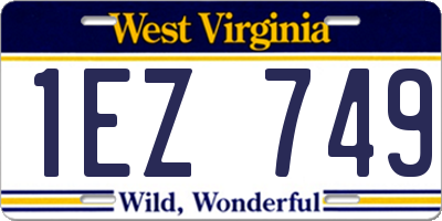 WV license plate 1EZ749